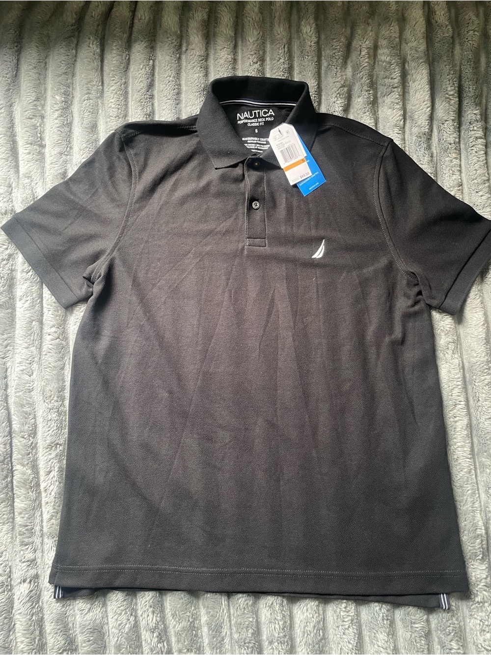 Nautica Black Polo with White Sail Logo
